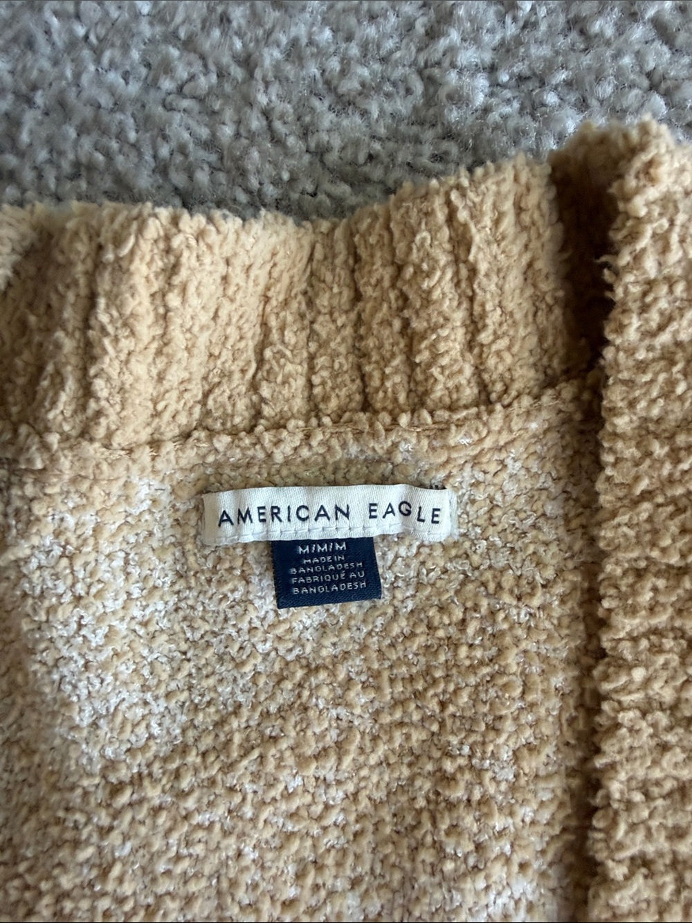 American Eagle Cozy Tan and Cream Zebra-Print Open Cardigan Sweater - Picture 2 of 4